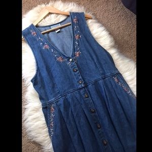 Vintage Jane Ashley Denim Button Maxi Dress